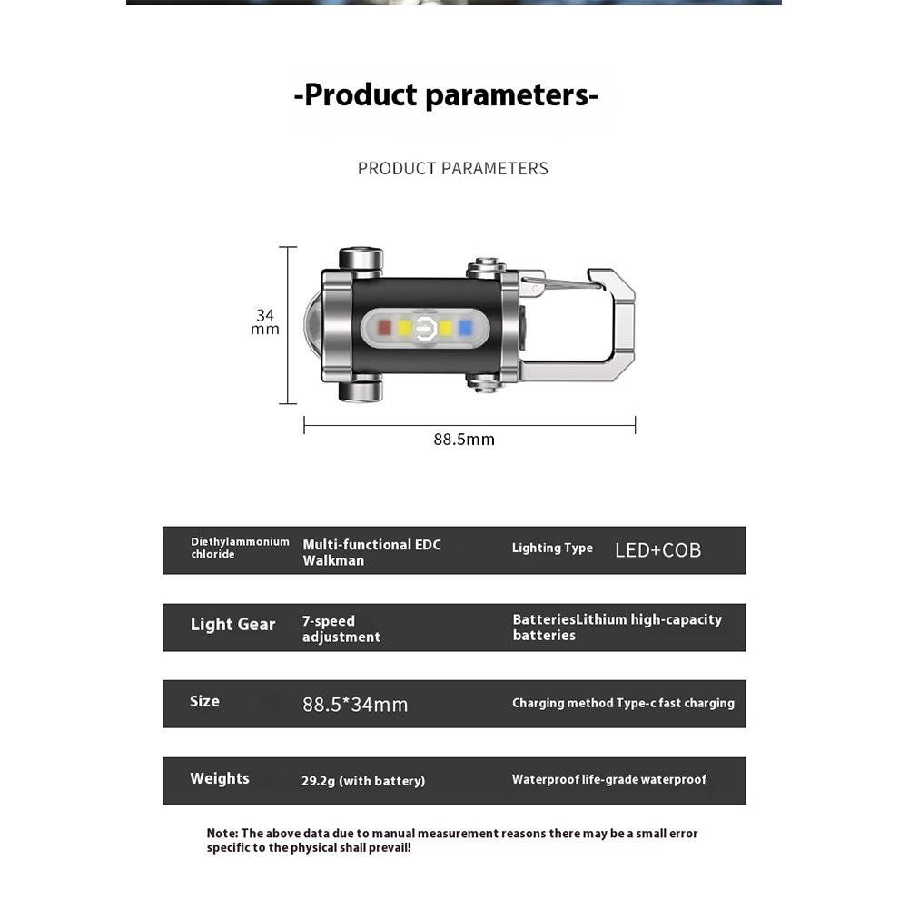 2-10PCS COB LED Keychain Flashlight Multifunctional Portable Keychain Torch Waterproof Camping Flashlight for Camping Hiking