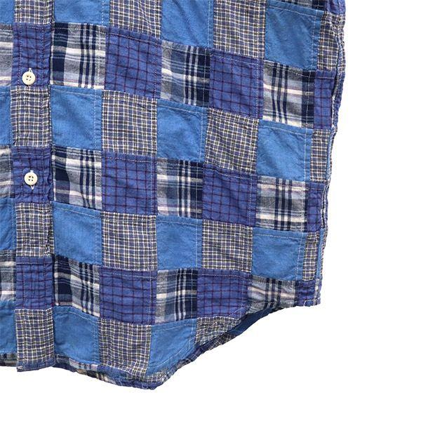 Pearly Gates Check Pattern Golf Short Sleeve Button Down Shirt Patchwork Men's Used