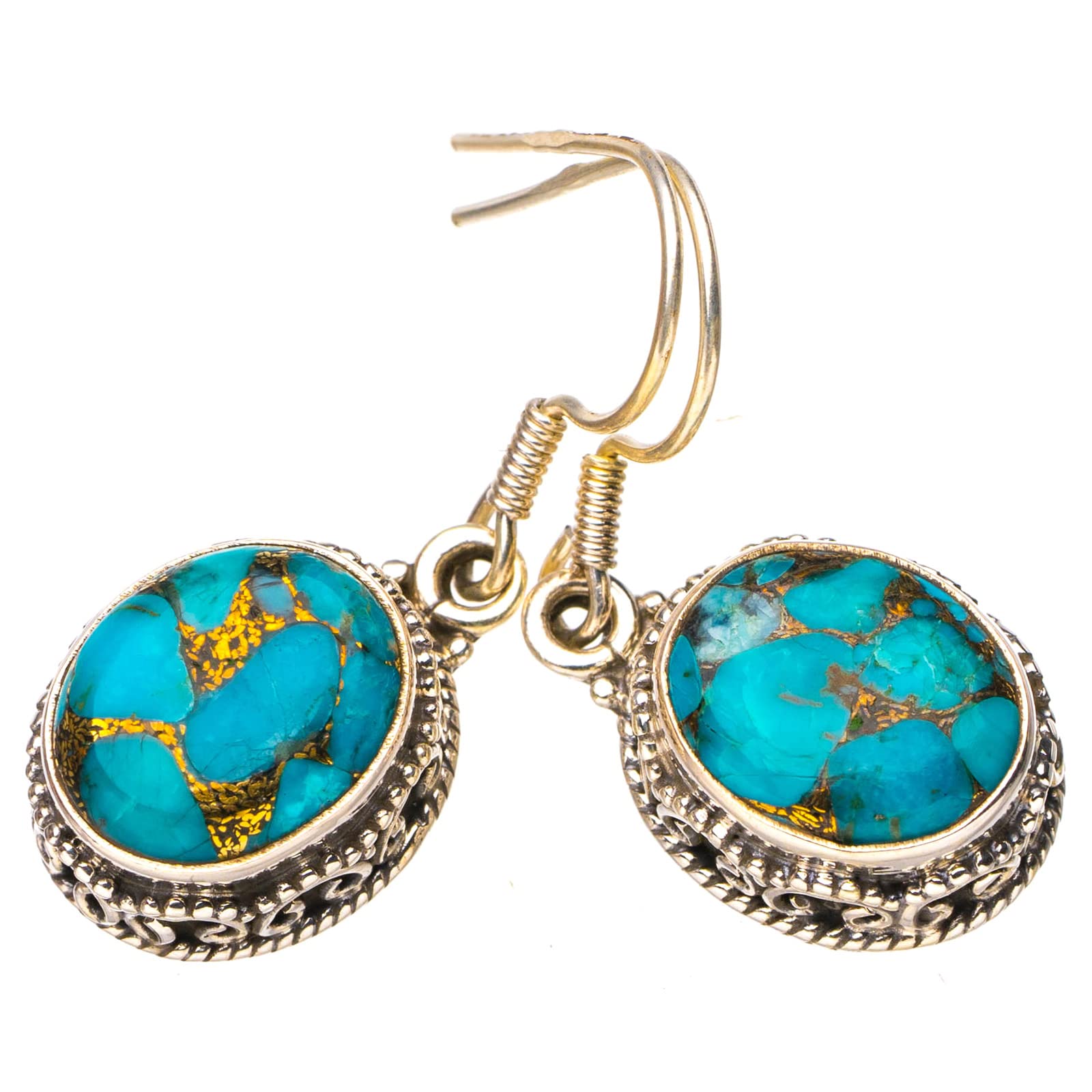 

StarGems® Natural Copper Turquoise Handmade 925 Sterling Silver Earrings 1.25 E6854