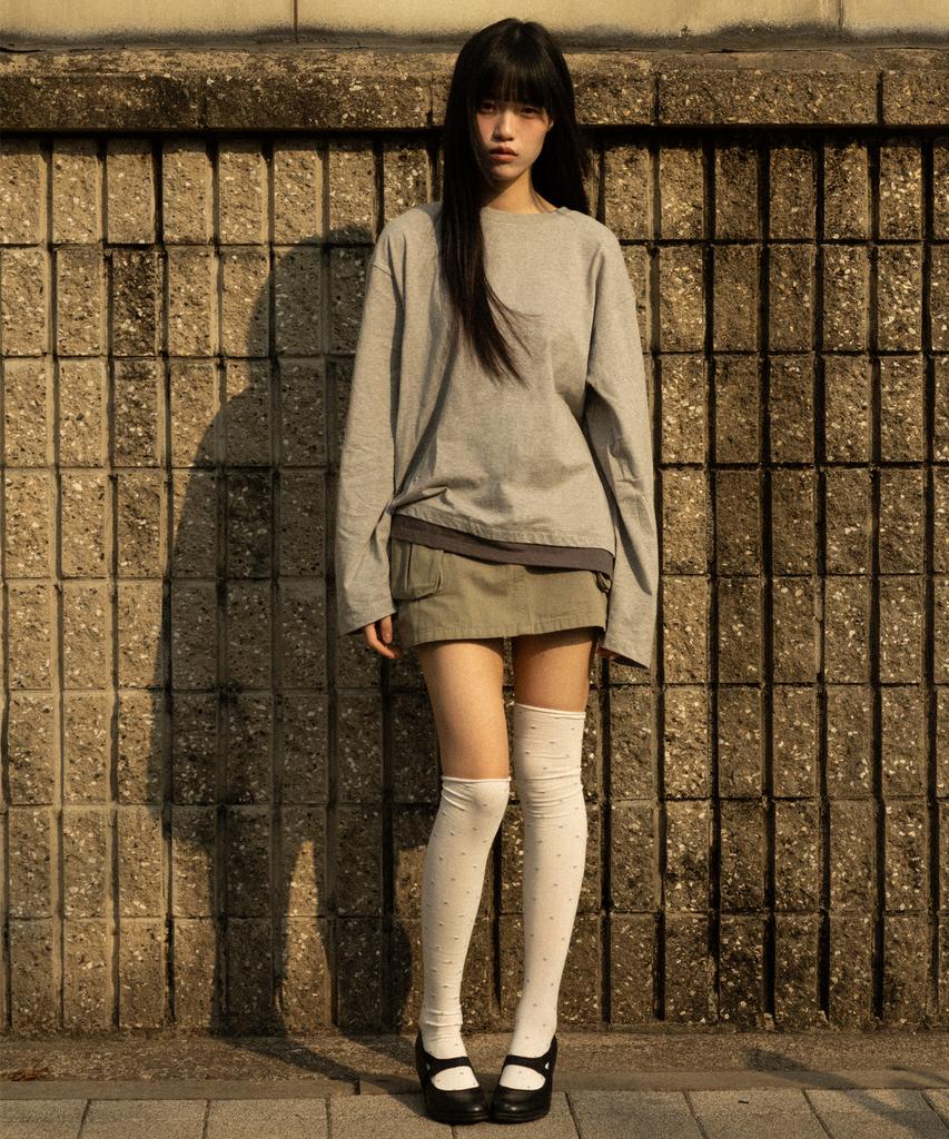 BOUNDARY Layered Contrast Long Sleeve [Gray]
