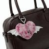 Unique Y2K Themed Fuzzy Keychain With Winged Heart Charm Delicate Keyrings Pendant Accessory For Bags And Keys