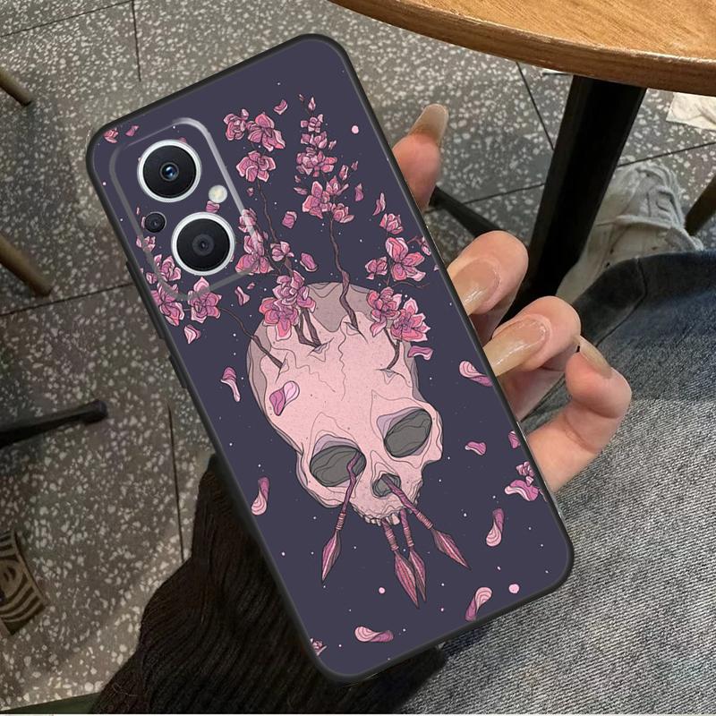 

Gothic Floral Skull For OPPO Reno 14 13 12 11 10 Pro 8T 11F 12F 13F 14F 7 8 Lite OPPO Find X8 X6 X5 X9 Pro Case OPPO Reno8 Pro