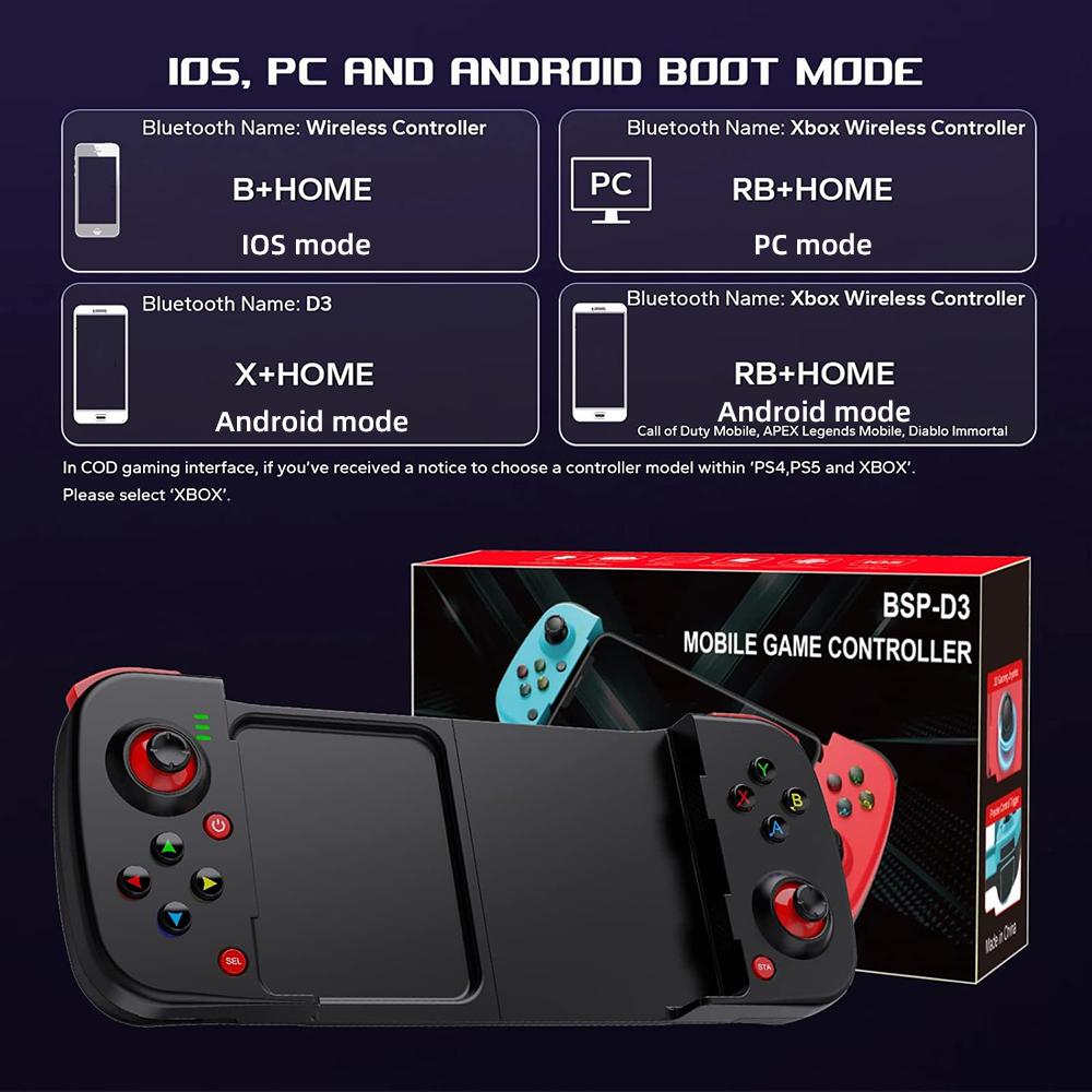 D3 gamepadD3 mobile phone controller with expandable game controller support for Android/iOS/Hongmeng mobile game controllers