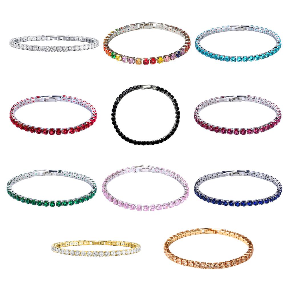 Excellent Iced-Out Chain Crystal Wedding Bracelet In Gold And Silver Cubic Zirconia Tennis Bracelet