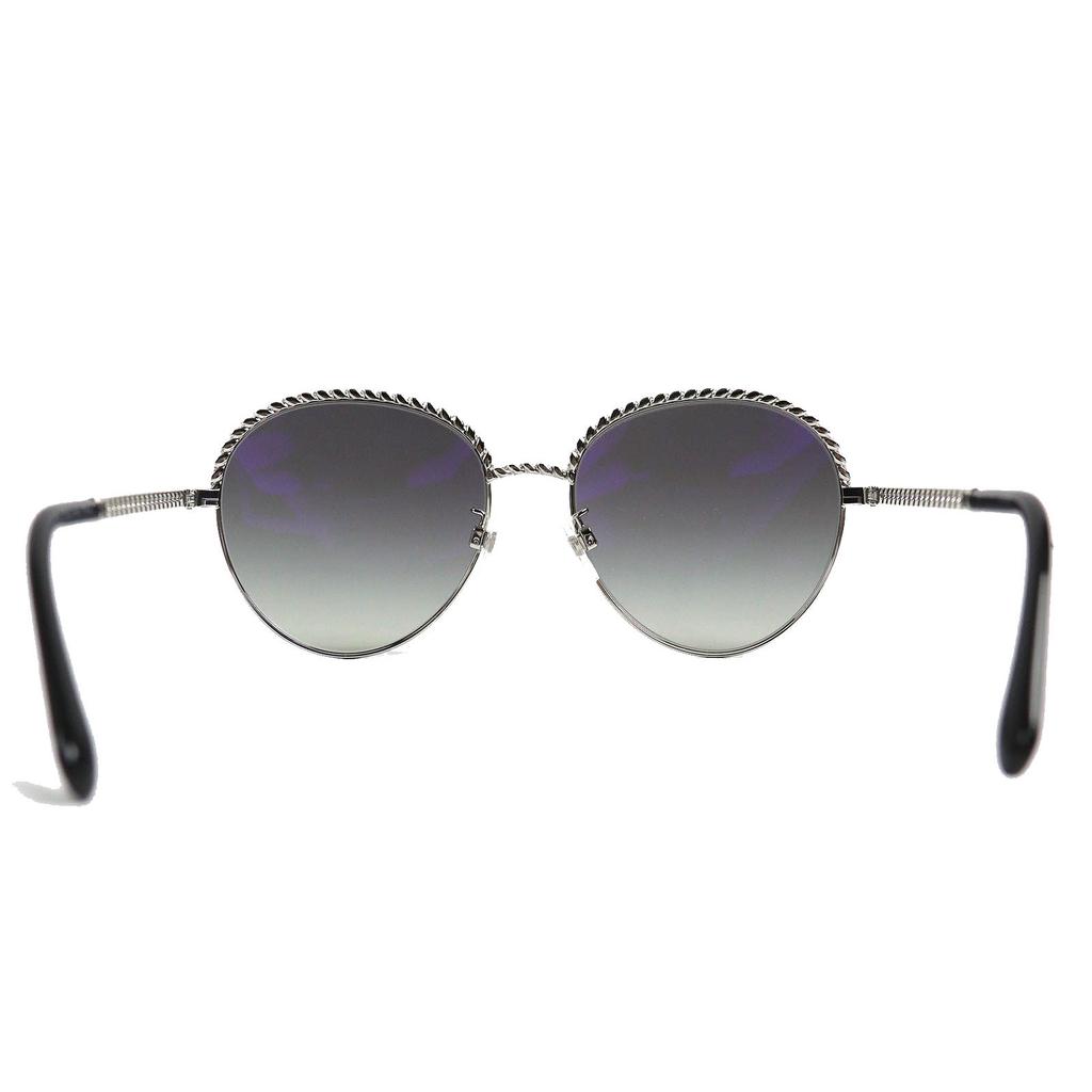 Excellent CHANEL Sunglasses COCO Mark Panto Shape Frame: Silver Black Women 4242 c.124/S6 Used