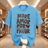 Summer More Amor Por Favor T Shirt Funny Leopard Heart Graphic Spanish Quote Streetwear Loose Short Sleeve