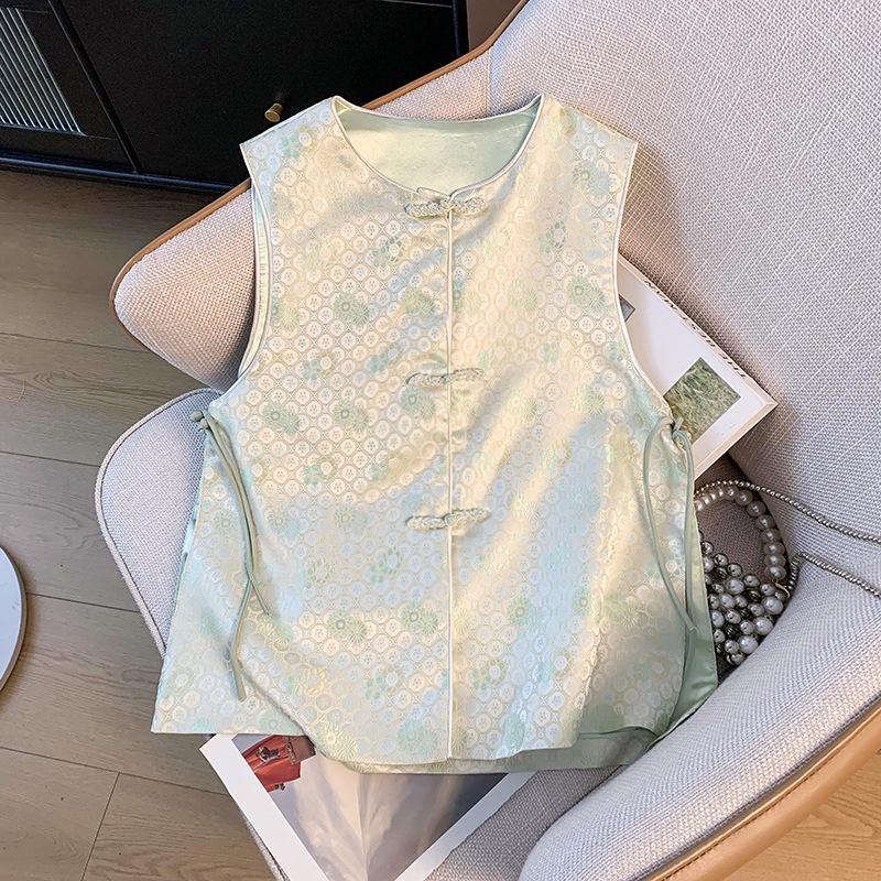 2025 Women's High-End Retro Jacquard Tang Style Sleeveless Vest