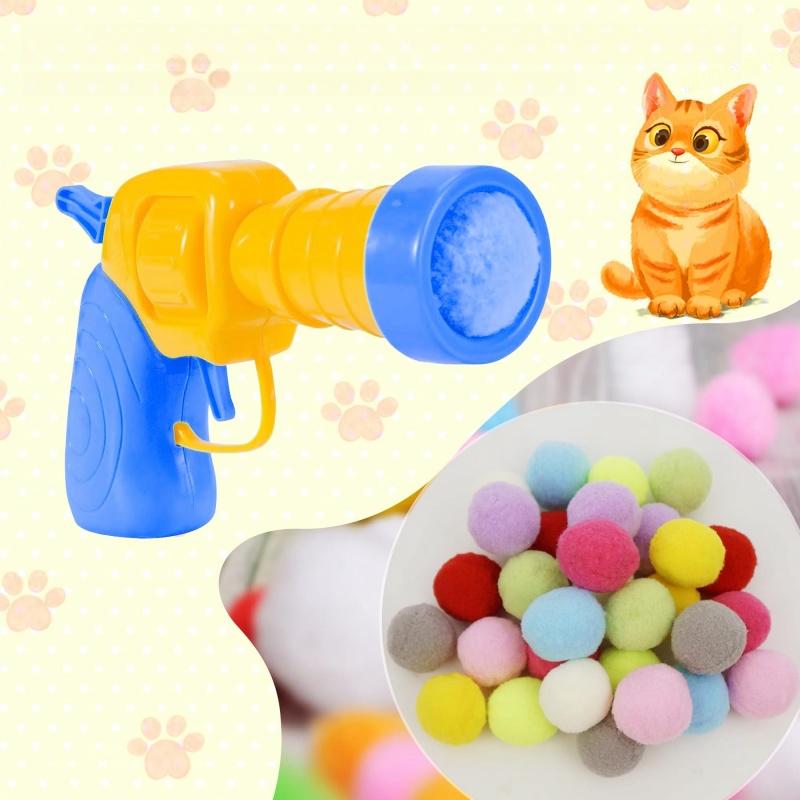 1 Set Cat Plush Toy Gun Plush Launcher Silent Interactive Tool Mini Shooting Gun Games Stretch Plush Ball Toys Pet Supplies