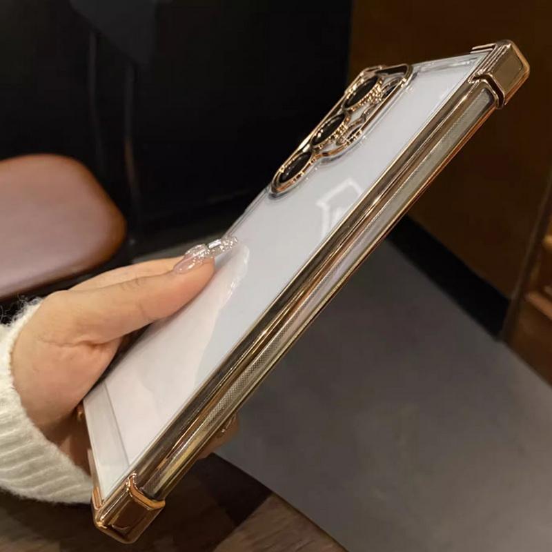 Custodia Galvanizzata Anti-Caduta a Quattro Angoli per Samsung S25 S24 S22 Ultra S23 S21 Fe A55 A54 A53 A35 A15 Quadrata Antiurto Copertura di Protezione Lente