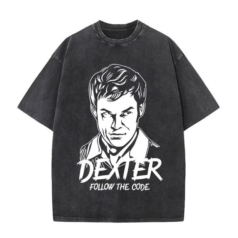 TV Play Dexter Morgan Vintage Washed Tshirts Unisexs Women Clothing Casual Cotton Oversized T Shirts Fashion Hip Hop Tshirt Tops