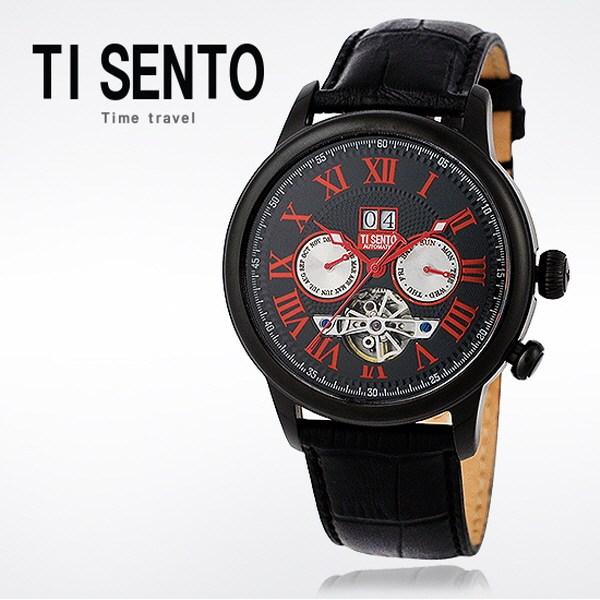 [Ticento]Men’s automatic leather watch TS50041BKB_DATE, Korean Luxury Watches