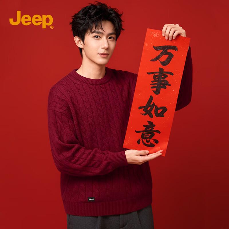 JEEP Men s Round Neck Winter Knit Sweater M
