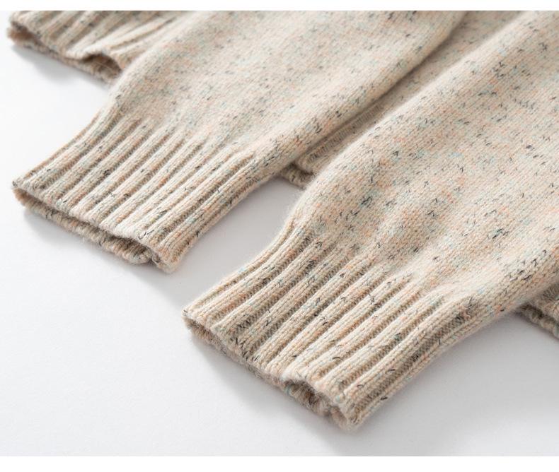 Cashmere Women's Loose Space-Dyed Round Neck Pullover Sweater - Winter Thickened Long Sleeve Knitwear
