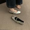 French retro square head silver Mary Jane shoes women's 2024 spring new models with skirts gentle word with flat shoes