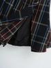 Women's Slim-Fit Low-Waist Pleated Plaid Mini Skirt with Button-Up Slit - Autumn Anti-Exposure Design