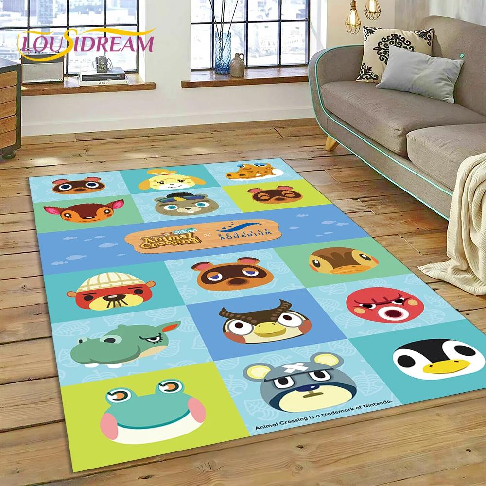 Niedlicher 3D-Cartoon-Teppich mit Animal Crossing New Horizons für Wohnzimmer, Schlafzimmer, Heimdekoration, rutschfeste Dekoration für Sofa, Kindergeschenk