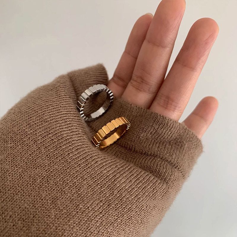 Titanium Steel No Fading Fashion Ins Gold and Silver Color Stripes Index Finger Ring Fashion Simple Cold Style Fancy Simple Bracelet