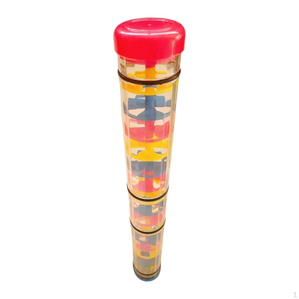Baby Rainmaker Toy Rainstick Rattle Tube, Raindrop Sound Montessori Shaker Beaded
