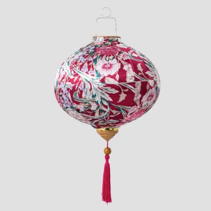 12 Inch Flower Printed Hanging Cloth Lantern Chinese Spring Festival Home Bedroom Decor Wedding Party Outdoor Lantern Ornaments