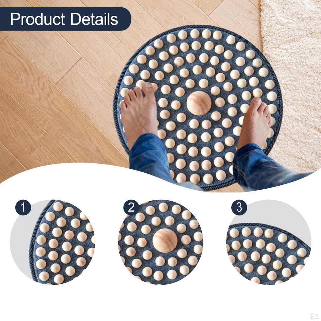 Foot Acupressure Mat Massage Board Non-Slip Wooden Base Portable Reflexology Tool Suitable for