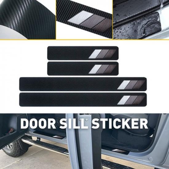 Car Auto Door Sill Stickers Decal Protector White Gray Dark Tri-Color Decor EOA