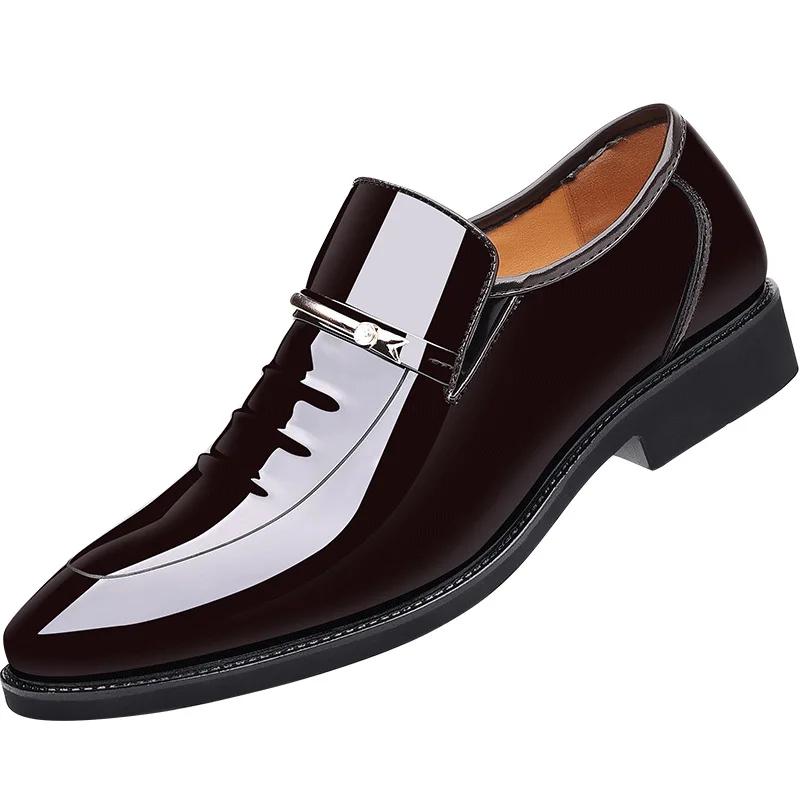 Men Patent Leather Shoes Business Shoes Casual Pointed Toe Slip on Loafers Men Luxury Party Wedding Plus Size Shoes