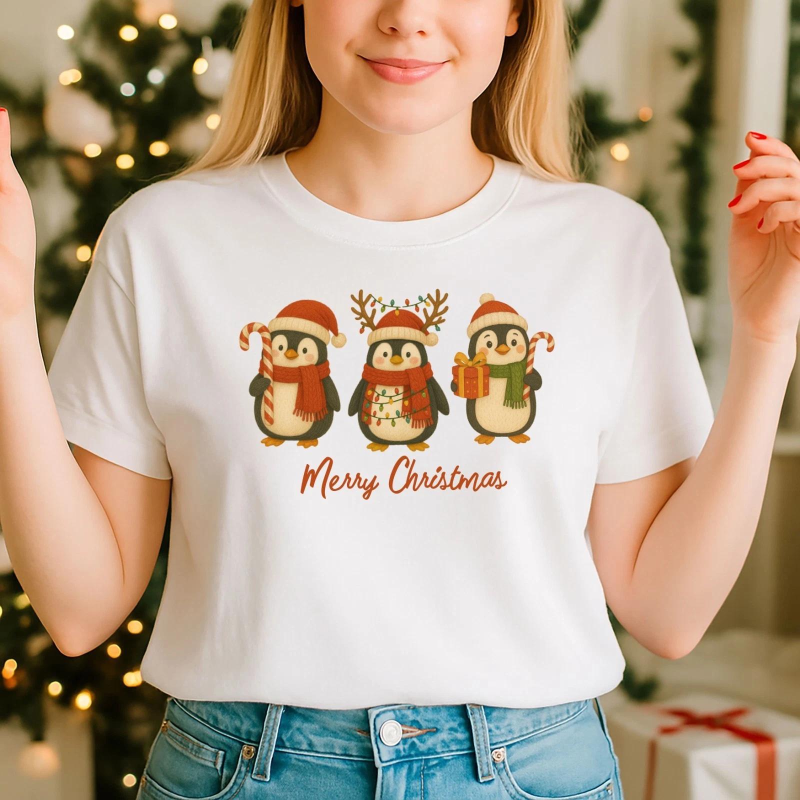 2025 Christmas unisex tshirt,Night before Christmas Family, 3 Penguin (CH) 3XL