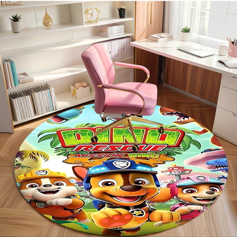 Jungle Pups Print Round Rug, Washable Floor Carpet, For Entryway Dorm Laundry Room Office Study, Home Decor Birthday Christmas Gift