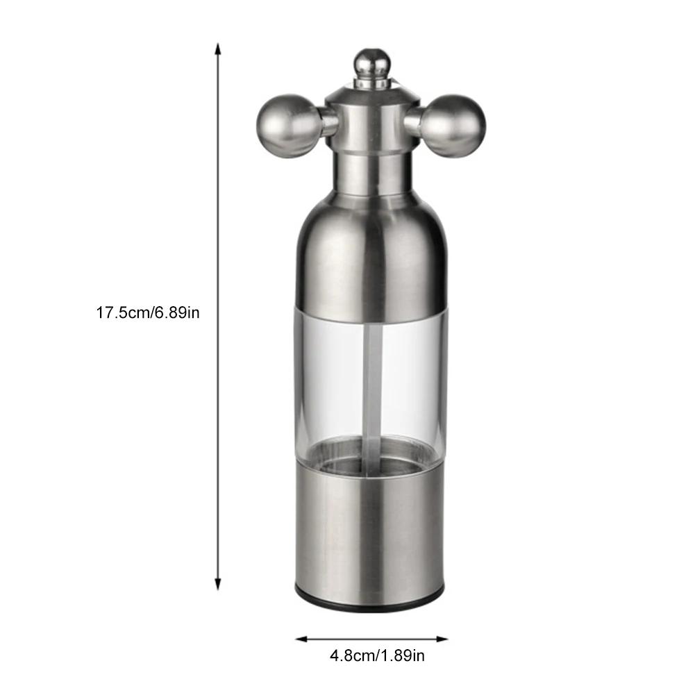 Small Manual Grinder 304 Stainless Steel Spice Seasoning Bottle Adjustable Coarseness Manual Grinding Bottle Home Kitchen Tools