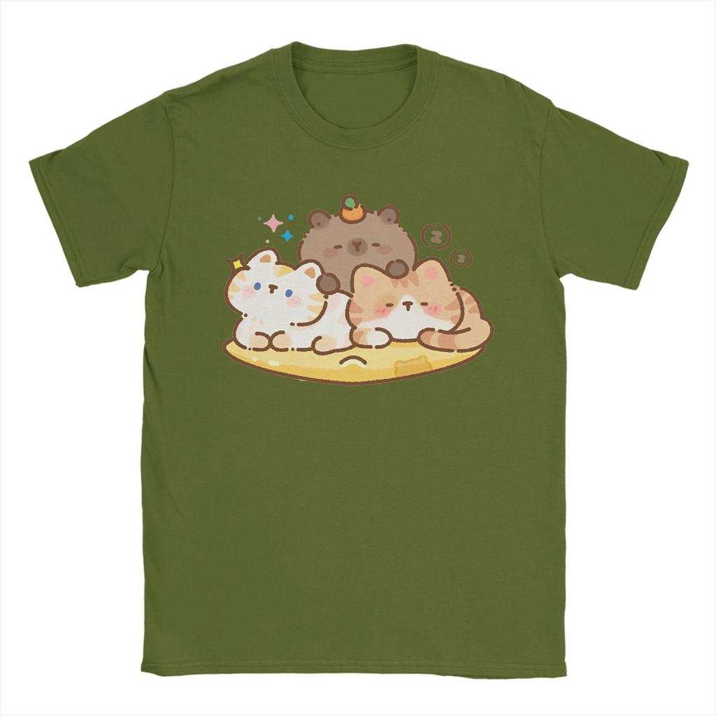 Fun Capybara Cute Animal T-Shirt Male  Streetwear Pure Cotton T-Shirts Beach Breathable Hipster Tees Wholesale Oversized Clothes