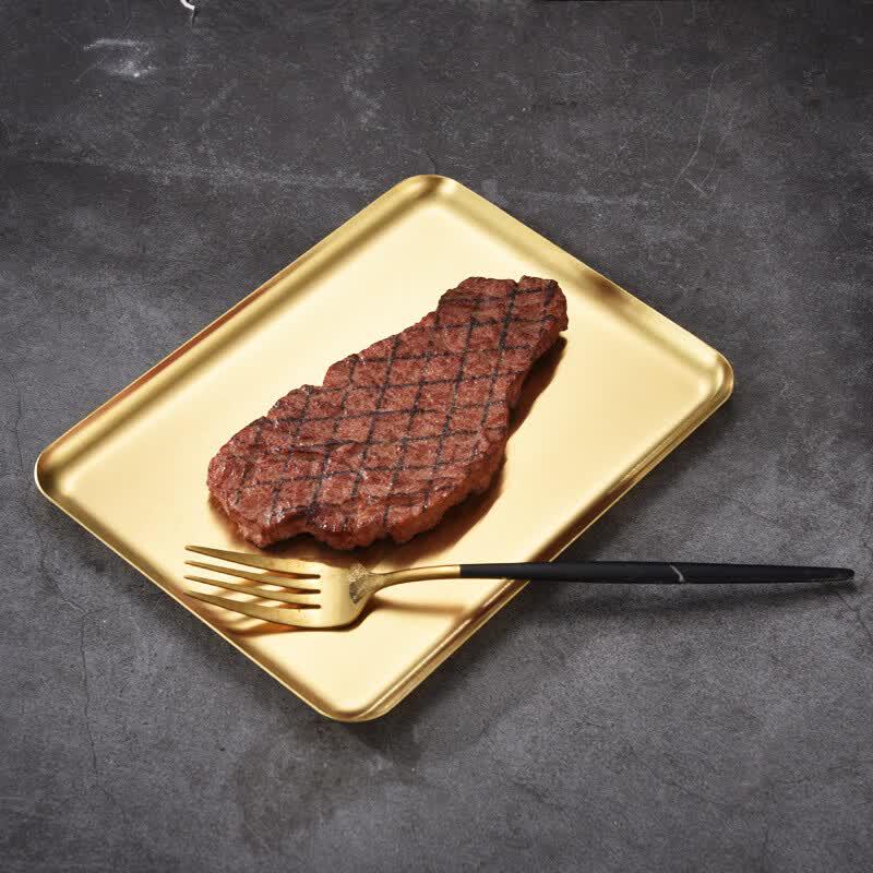 ZISIZ Korean Style Golden Stainless Steel Divided Tray