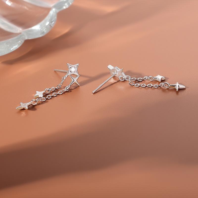 Orecchini a Stella Scintillanti con Diamanti Fangxing per Donna, Nuovo Design Trendy e di Nicchia, Orecchini Semplici e di Alta Gamma