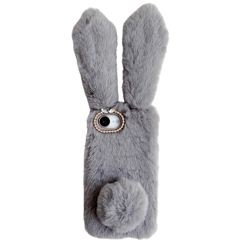 For iPhone 16e Case Plush Cute Bunny Winter Fluffy TPU Phone Cover