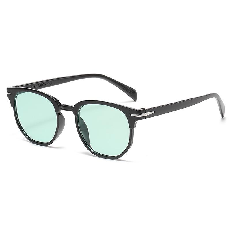 Trendy Unisex Retro Square Sunglasses with Black Frames and Colored Lenses, UV Protection