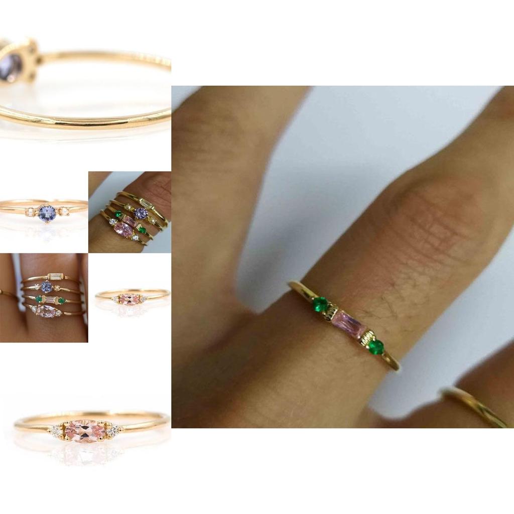 Beautifully Crafted 4 In 1 Set Of Womens Gold Plated Zircon Gemstone Rings