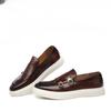 New Black Men Sneakers Slip-On Solid Double Buckle Brown Platform Shoes Men's Vulcanize Shoes  Size 38-46