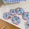 Korean Style Red & Blue Color Block Plaid Hair Tie – Cute Childlike Large Scrunchie