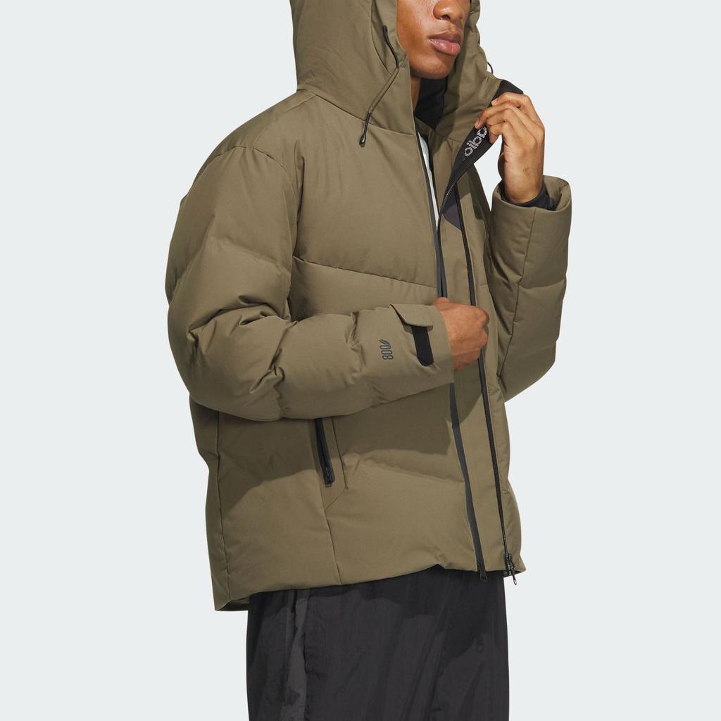 Adidas 800 Fill Solid Color Sports Casual Hooded Down Jacket Unisex Jacket Olive-Green IW0783