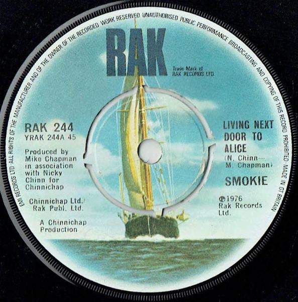 

7inch Record SMOKIE - Living Next Door To Alice RAK244 RAK 1976 UK Rock Used