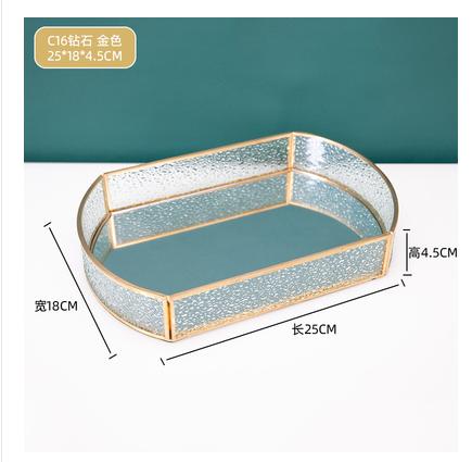 Metall Spiegel Transparent Glas Tablett Rund Kosmetik Aufbewahrungsbox Speisekammer Schreibtisch Finishing Hochzeitsdekoration Party