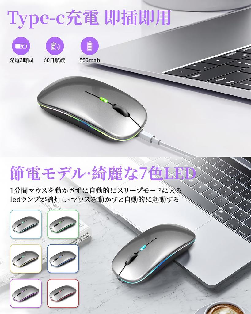 Mucuru 2025 Wireless Bluetooth DPI Instant High Easy Easy Compatible with and MacBook Mouse, Slim, Quiet, Type-C, Rechargeable, 2.4GHz, 5.0, 3-Level