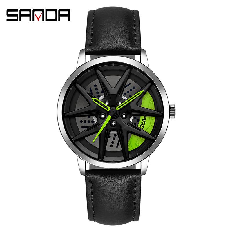 Classic Men's Quartz Watch - Car Wheel Style, Steel Band, Trendy & Casual