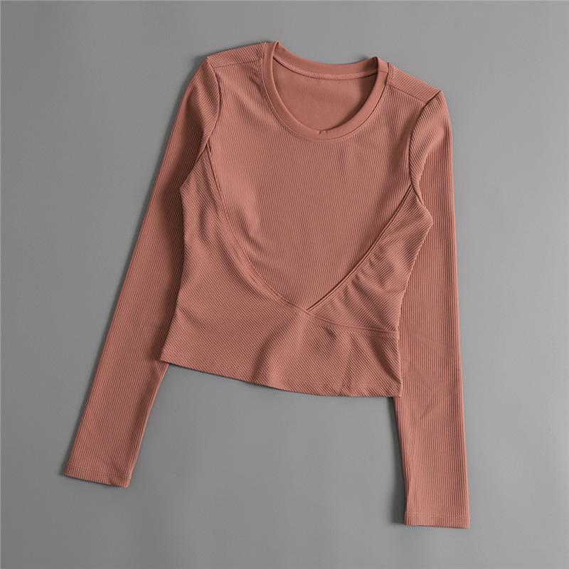 

Women s Long Sleeve Yoga and Fitness Quick-Dry T-Shirt for Autumn/Winter Large рожевий