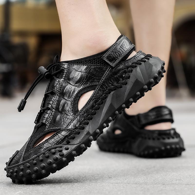 WAERTA Men Sandals Fashion Design Breathable Leather Casual Shoes Comfortable High Quality Outdoor Leisure Soft Slippers Beach