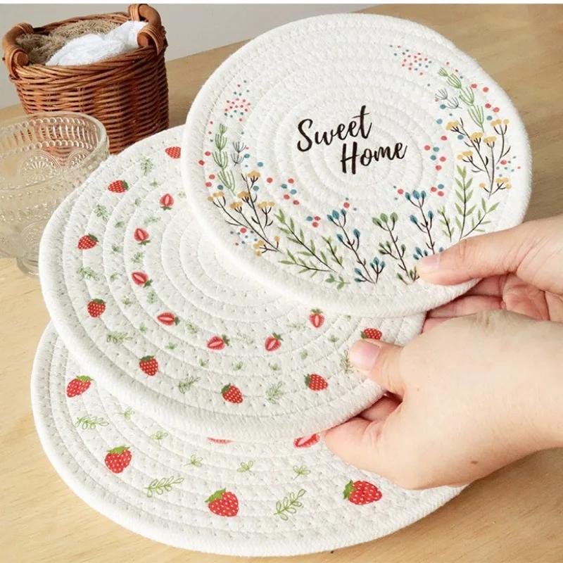 30CM Table Mat Cotton Placemats Anti Slip Dining Table Mats Non-Slip Tableware Bowl Pads Kitchen Drink Cup Coasters