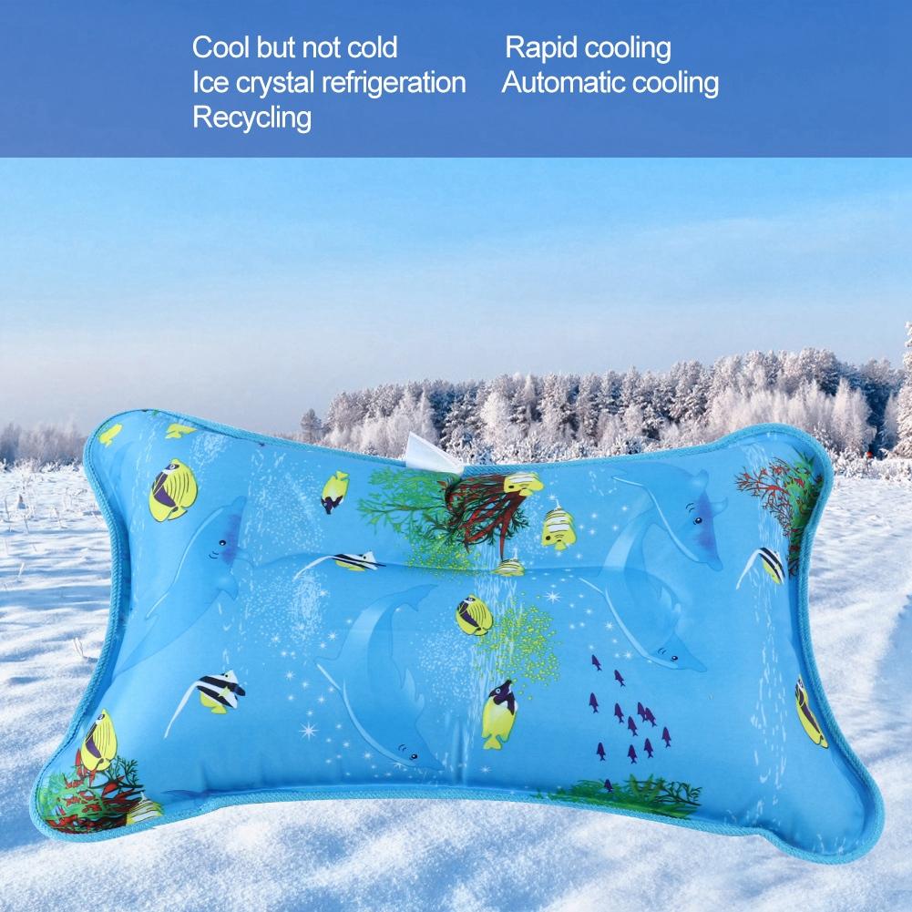 Children Adult Ice Pillow Cooling Cushion Water Pillow for Home Travel (48*30cm Snowflake)