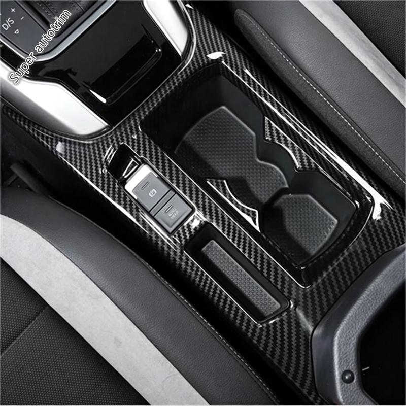 LHD Central Control Gear Shift Stall Water Cup Panel Cover Trim Carbon Fiber Accessories For Volkswagen T-Roc T Roc 2018 - 2025