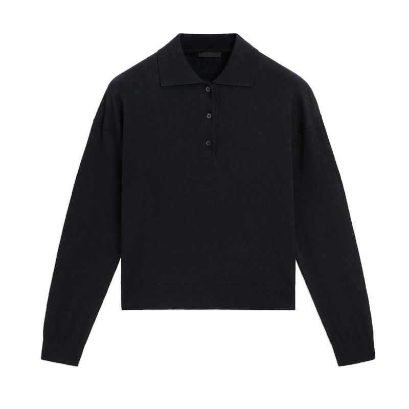 MD Women's Spring Clothing Gao Zhi Sentong Qin Style Short Polo Shirt Collar Sweater Long Sleeves Knitwear 5733684