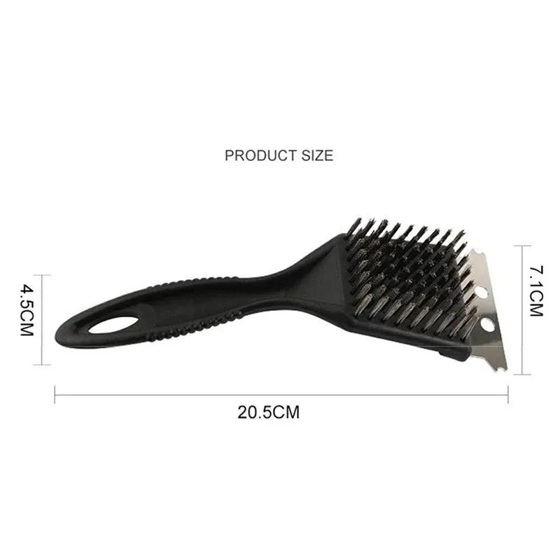 New Stainless Steel Wire Baking Brush Barbecue Stove Cleaning Brush Grill Rack Cleaning Brush Blade Two In One BBQ Accessories