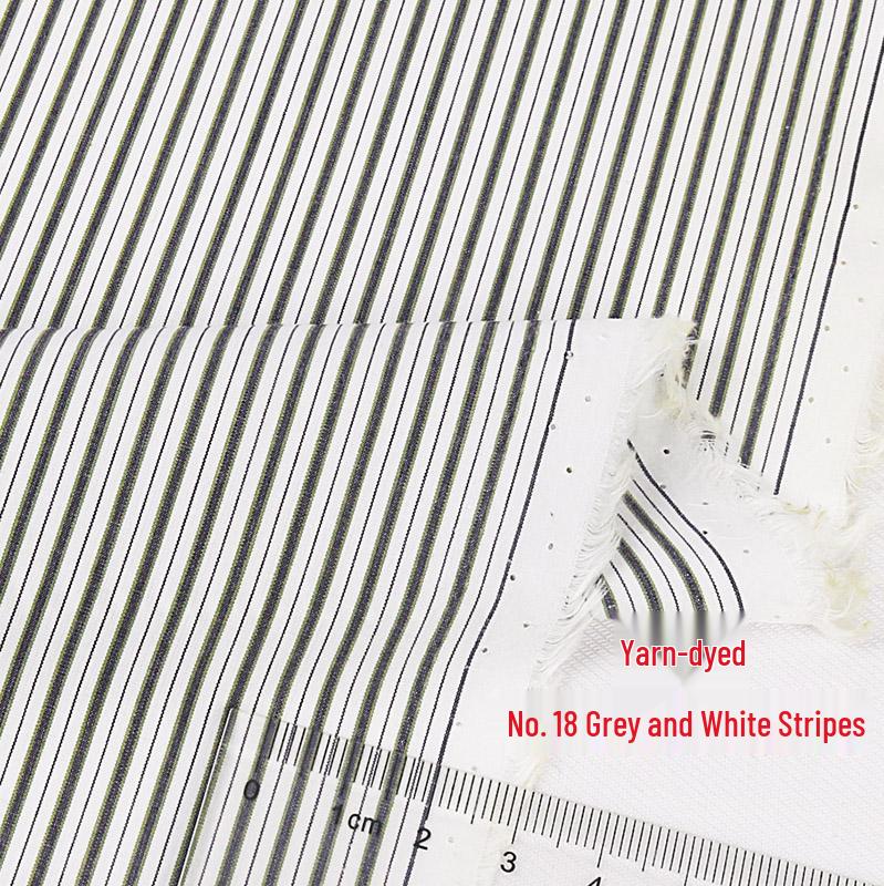 Blue, White, Gray Striped Cotton Fabric for Summer Shirts and Work Dresses